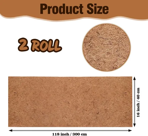 Miniatura 2 de Sawysine 2 rollos de 16 x 118 pulgadas, rollo de fibra de coco, tapete de fibra de coco natural, tapete para macetas para decoración de jardín