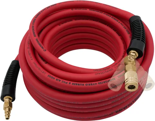 Miniatura 7 de INTERTOOL Manguera de compresor de aire 1/4-pulgada x 25 pies, ligera con acoplador rápido resistente y enchufe de servicio pesado - Resistente a