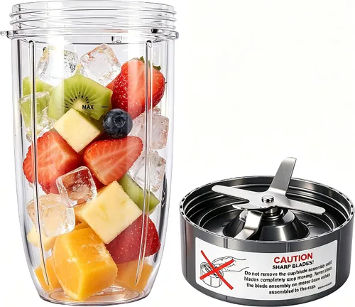 Taza de licuadora y cuchilla mejorada para Nutribullet de 600 W/900 W, piezas de repuesto de vaso de 24 onzas y cuchilla extractora, accesorios de