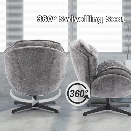 Miniatura 5 de IWMH Silla Giratoria de Acento para Sala de Estar, Sillón Tapizado con Patas de Metal, Silla de Salón Sofá, Cómodas Sillas de Ocio para Lectura