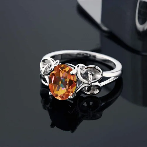 Miniatura 71 de Gem Stone King Anillo de compromiso ovalado con piedra natal para mujer, plata de ley 925, ovalado de 0.354 x 0.276 in, anillo de compromiso