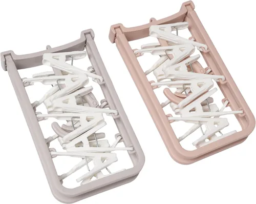 Miniatura 6 de Percheros de secado de ropa, paquete de 2 perchas portátiles plegables pequeñas con 12 clips, gancho giratorio de 360° para calcetines, toallas