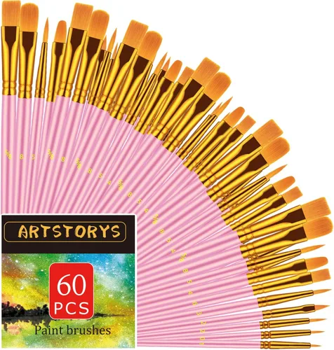 Miniatura 9 de Juego de pinceles de pintura, 30 piezas de pinceles de pintura para pintura acrílica, pincel de pintura al óleo, acuarela y acrílica, pinceles