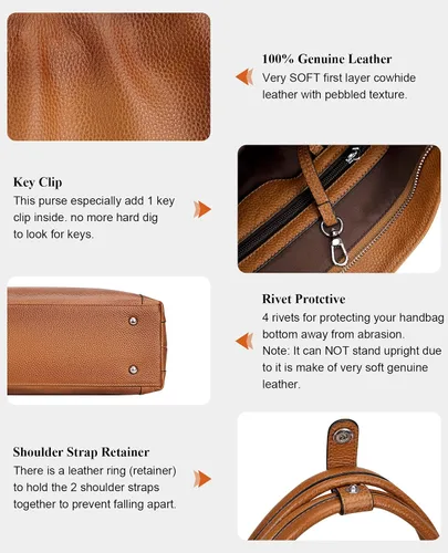 Miniatura 8 de Over Earth Bolsos de cuero suave para mujer, bolso de hombro tipo hobo grande