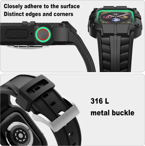 Miniatura 5 de Correa resistente para Apple Watch Series 9 de 45 mm, 44 mm, 42 mm, SE 9/8/7/6/5/4/3 para hombres, Negro, 41 mm/40 mm/38 mm, Deportes