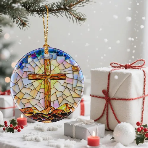 Miniatura 6 de Adorno de Cruz Católica, Adornos de Navidad Cristianos, Adornos de Árbol de Navidad, Decoración Religiosa de Vacaciones Regalos para Cristianos