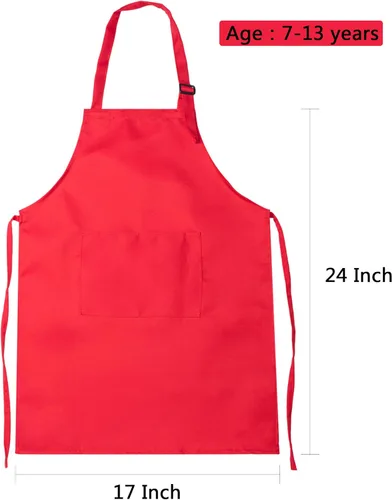 Miniatura 2 de SATINIOR Juego de 8 delantales y sombrero de chef para niños con 2 bolsillos ajustables para niños y niñas, cocinar, hornear, pintar Multicolor