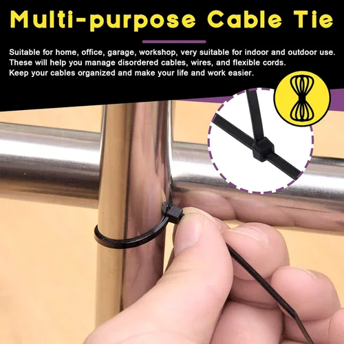 Miniatura 3 de Swpeet 360 bridas negras con cierre automático para cables (5.906 x 0.157 in) y base de montaje de brida de cables tipo sillín de 0.24 pulgadas