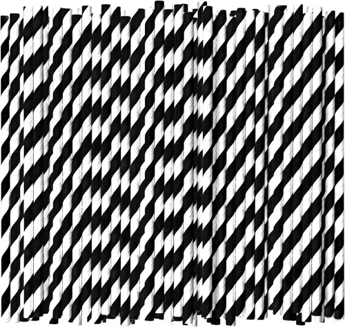 Miniatura 17 de Pajitas de papel biodegradable a granel, azul marino, 1000 unidades, 7.75 pulgadas, 0.24 pulgadas de diámetro Azul marino (Navy Blue Stripes)