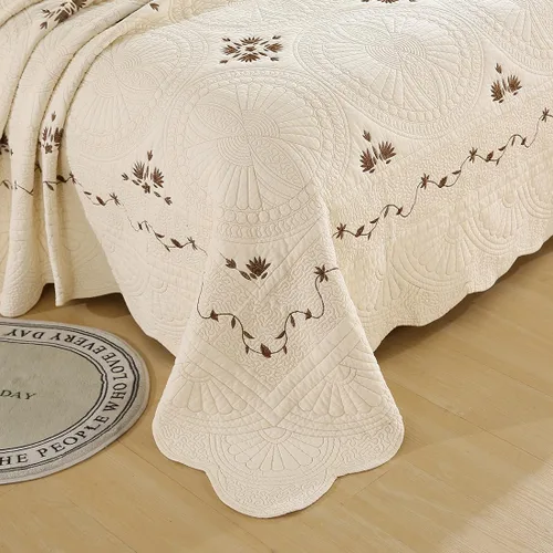 Miniatura 4 de vctops Juego de edredón reversible de 3 piezas tamaño matrimonial y Queen con fundas de almohada, colcha acolchada de algodón ligero, colcha bordada