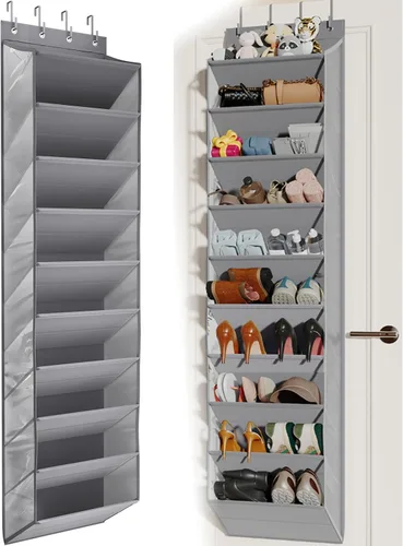 Miniatura 12 de Mefirt - Zapatero sobre la puerta para armario para más de 18 pares, organizador de zapatos de puerta con grandes bolsillos transpirables, zapatero