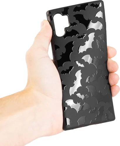 Miniatura 2 de Funda de teléfono negra mate compatible con Samsung Galaxy Note 10 4G 2019 – Funda protectora de goma delgada con diseño de murciélagos, diseño