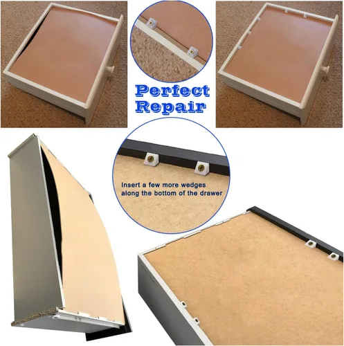 Miniatura 5 de SYJINHUASY - 50 paquetes de cuñas reparadoras para cajones de fijación de cajones caídos, baúl de muebles, cajón de 90 grados, soporte de código