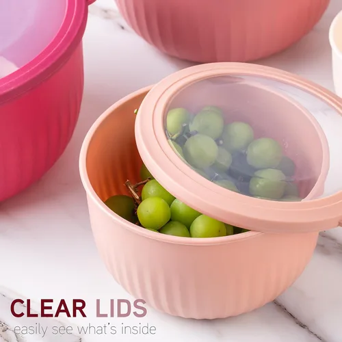 Miniatura 212 de COOK WITH COLOR Tazones de preparación con tapas - Juego de tazones pequeños de mezcla de plástico anchos y profundos anidables con tapas, juego
