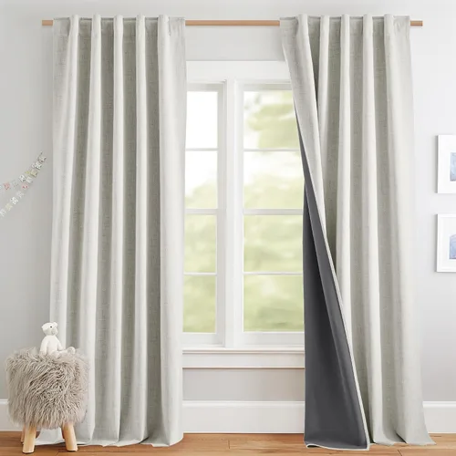 Miniatura 36 de NICETOWN Cortinas 100% opacas de 63 pulgadas de largo, 2 paneles de cortinas cortas con aislamiento térmico con forro para dormitorio, cortinas