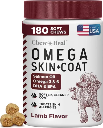 Miniatura 13 de Omega para perros – 180 deliciosos masticables suaves – Golosinas de aceite de salmón para la piel y el pelaje, alivio de la picazón – Mezcla
