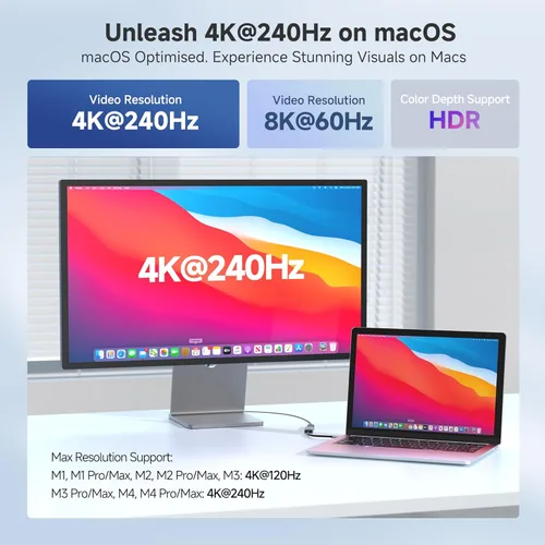 Miniatura 2 de Cable Matters Adaptador unidireccional USB C a HDMI 2.1 de 48 Gbps para macOS, soporta 8K @60Hz / 4K @240Hz HDR, adaptador Thunderbolt 5 a HDMI,