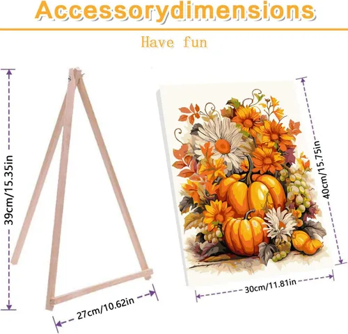 Miniatura 2 de Meothan Kits de pintura por números para adultos enmarcados, pintura de otoño por números para adultos principiantes, kits de pintura de calabaza