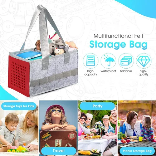 Miniatura 8 de Paquete de 3 organizadores de fieltro para Toniebox, bolsa de almacenamiento de viaje con asa para accesorios Toniebox