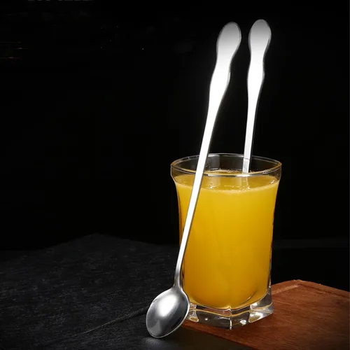 Miniatura 6 de Juego de 8 cucharas mezcladoras de acero inoxidable con mango largo de 7.9 in para café, batidos, jugos, cócteles