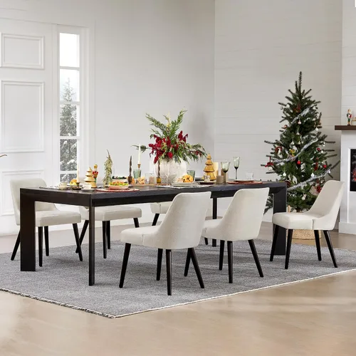 Miniatura 7 de CHITA Mid-Century Modern Dining Chair, Upholstered Fabric Accent Chair for Dining Room, Set of 6, Beige Niebla en tejido contemporáneo