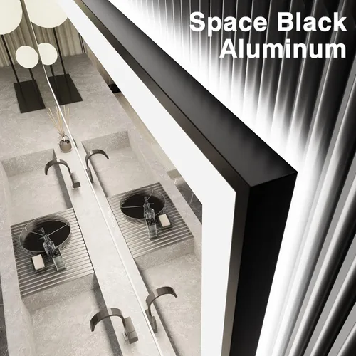Miniatura 3 de EchosLife Espejos de baño LED de 20 x 28 pulgadas para pared, marco de aluminio negro (frontal y retroiluminado), espejo de tocador antivaho