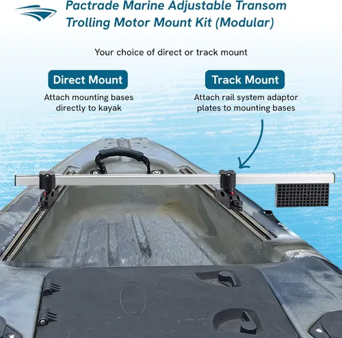 Miniatura 2 de Pactrade Marine Soporte de motor de arrastre para kayak y canoa – Soporte de motor de kayak ajustable (montaje modular directo/pista) Más soporte