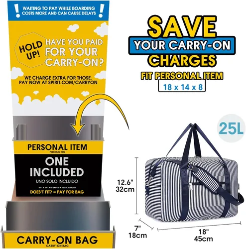 Miniatura 3 de Para Spirit Airlines - Bolsa de viaje plegable de 18 x 14 x 8 pulgadas, bolsa de viaje para llevar en el equipaje durante la noche para mujeres