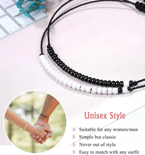 Miniatura 3 de UNGENT THEM Pinky Promise - Pulsera a juego para parejas, alma gemela, hombre, relación a distancia, regalos para mujeres, hombres, él, ella