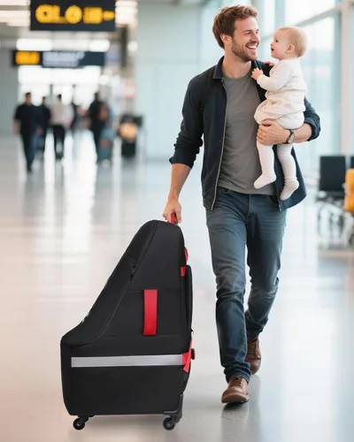 Miniatura 2 de MCBD Bolsa de viaje para asiento de automóvil para avión, mochila plegable para asiento de bebé para viaje, portabebés acolchado para asiento