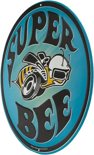 Miniatura 2 de Dodge Super Bee - Letrero redondo de metal en relieve, letrero vintage de Dodge para garaje o cueva de hombre Azul/negro