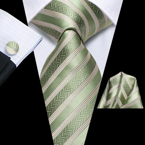 Miniatura 278 de Hi-Tie Corbatas de seda para hombre, diseño de cachemira a rayas, con bolsillo, gemelos cuadrados, conjunto formal de negocios