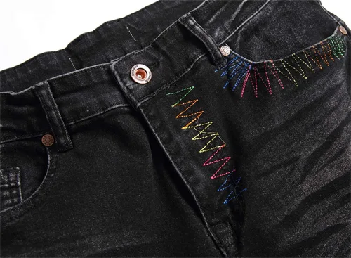 Miniatura 6 de AITITIA Jeans elásticos de ajuste regular rasgados para hombre