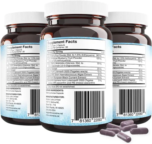 Miniatura 9 de Holistic Health Labs Visión Alive Max con 8 Ingredientes Naturales Lutemax® 2020, Mirtos, Arándanos, c3g de Grosella Negra, Baya Maqui, Azafrán