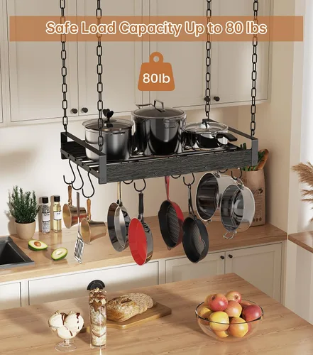 Miniatura 2 de Creso hom Estante Colgante para Ollas, 24x13 Pulgadas Colgadores de Ollas para Cocina, Estante Colgante para Sartenes con 12 Ganchos en Forma de S