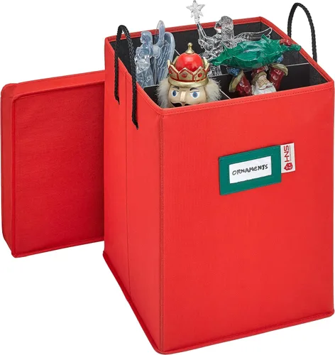 Miniatura 5 de Caja de almacenamiento coleccionable de cascanueces y figuras navideñas, almacena cascanueces de hasta 9 a 16 pulgadas de alto, adornos y más, Rojo
