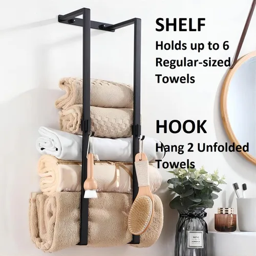 Miniatura 3 de MANYHORSES Toallero montado en la pared, toalleros para baño, almacenamiento de toallas de baño, organizador de toallas de baño de metal para pared