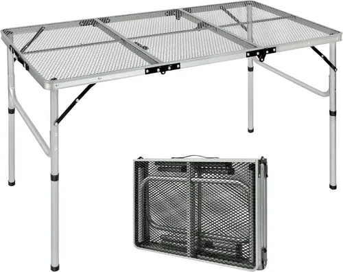Miniatura 14 de RedSwing Mesa plegable para parrilla, mesa de aluminio ligera de altura ajustable con escritorio de malla y bolsa de malla para acampar al aire Negro
