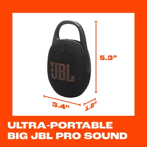 Miniatura 5 de JBL Clip 5 - Parlantes Bluetooth ultraportátiles, impermeables y a prueba de polvo, gran sonido JBL Pro con graves impactantes, mosquetón integrado