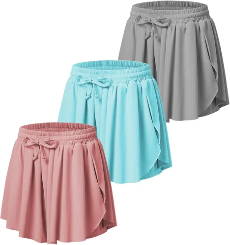 Miniatura 9 de Pantalones cortos fluidos con diseño de mariposa para niñas, pantalones cortos deportivos para niños pequeños y jóvenes con forro 2 en 1