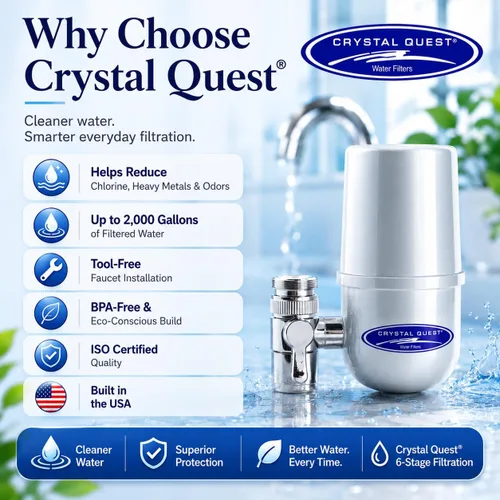 Miniatura 8 de Crystal Quest Sistema de filtración de agua para montaje en grifo, filtración de 6 etapas con certificación ISO, filtrado sin espera, elimina