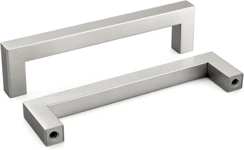 Miniatura 16 de homdiy Paquete de 1 tirador de gabinete de níquel cepillado de 3-3/4 pulgadas, manijas cuadradas de acero inoxidable para puerta de armario