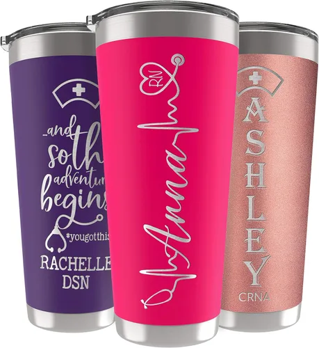 Miniatura 13 de Vaso de enfermera personalizado de 20 onzas con tapa, ejército, grabado con láser, regalos de agradecimiento para enfermeras, regalos de graduación