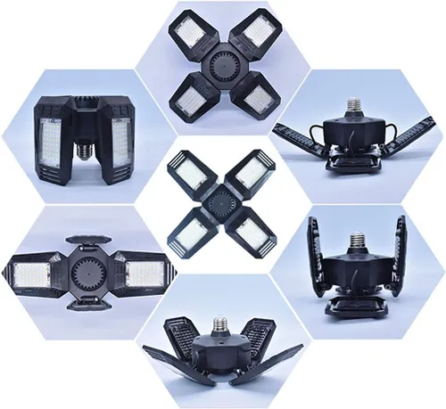 Miniatura 4 de Luces LED deformables para garaje, 12000 lúmenes, 6500 K, luz diurna, 120 W, iluminación de techo de organización de garaje de cuatro hojas