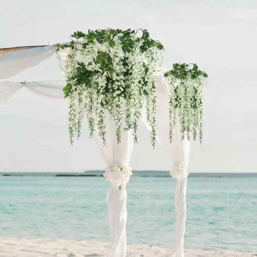 Miniatura 5 de Paquete de 40 guirnaldas de vides de flores de glicina, cuerdas de flores artificiales de 3.75 pies, flores colgantes falsas, flores de guirnalda