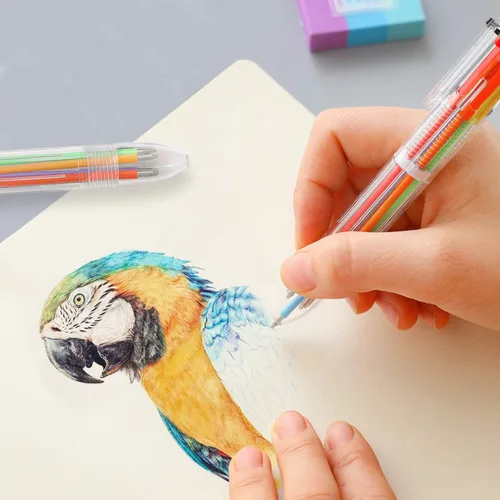 Miniatura 7 de Hutou Paquete de 4 bolígrafos multicolores 6 en 1 de 0.020 in, 6 colores, retráctiles, para niños, recuerdos de fiesta