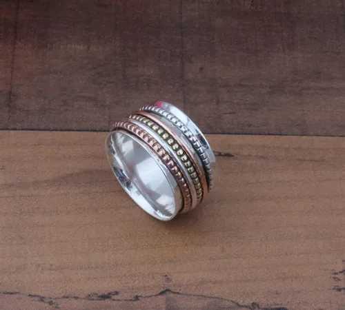 Miniatura 63 de Boho Spinner Ring, Mothers Day Gift, Silver 925 Women Ring, Sterling Silver 925 Ring, Fidget Spinner Ring,Women Silver Anxiety Ring