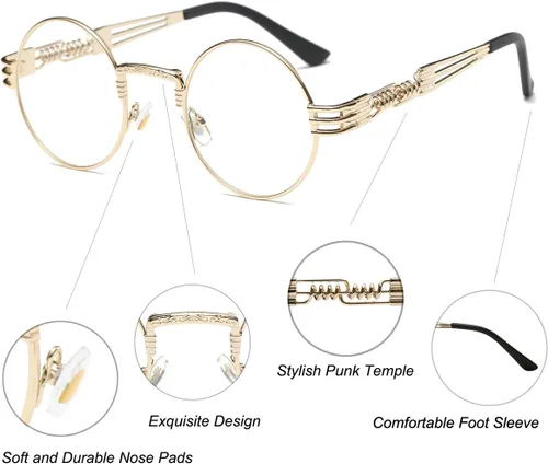 Miniatura 48 de Dollger Gafas de sol redondas Steampunk con marco de metal