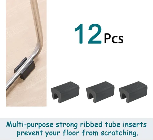 Miniatura 5 de uxcell Pies de muebles de plástico en forma de rectángulo antideslizante patas de silla Punta 12pcs Negro