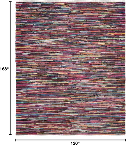Miniatura 2 de SAFAVIEH Rag Rug Collection - Alfombra decorativa de 2 x 3 pies, color gris, hecha a mano, de algodón a rayas, ideal para zonas de alto tráfico